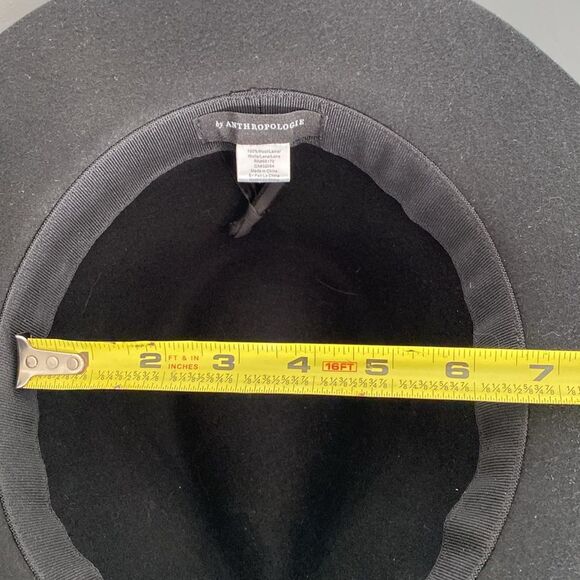Anthropologie Amelia Black Wool Fedora Hat Studs Accent Boho Western Coastal main image 6